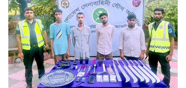 দেশীয় অস্ত্রসহ কিশোর গ্যাংয়ের ৪ সদস্য গ্রেফতার
