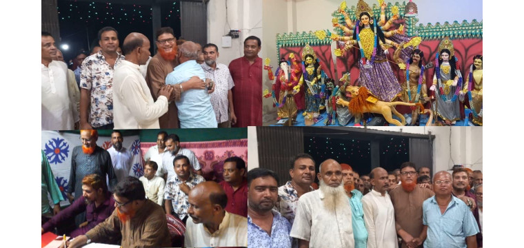 ভোলাহাটে দুর্গাপূজা আনন্দময় ও নিরাপদ করতে এ্যাড:নুরুল ইসলাম সেন্টুর পূজা মণ্ডপ পরিদর্শন ও আর্থিক সহায়তা প্রদান 