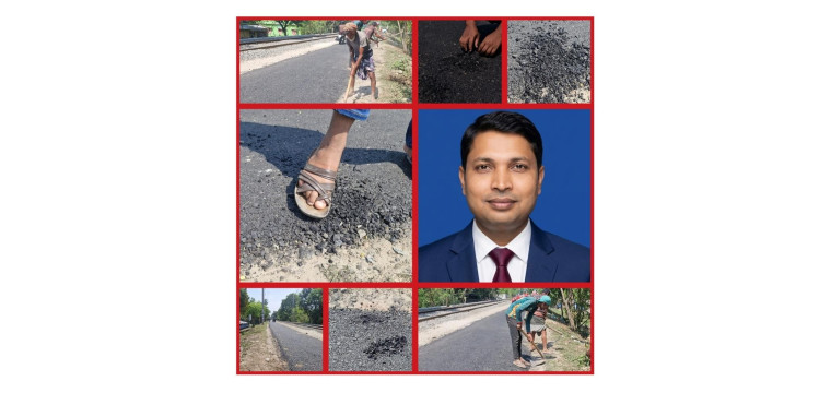 পিচ কার্পেটিংয়ের বদলে মাটি দিয়ে সড়ক ঢাকলো ঠিকাদার, হাতের টানেই উঠছে ৩ কোটি টাকার রাস্তা