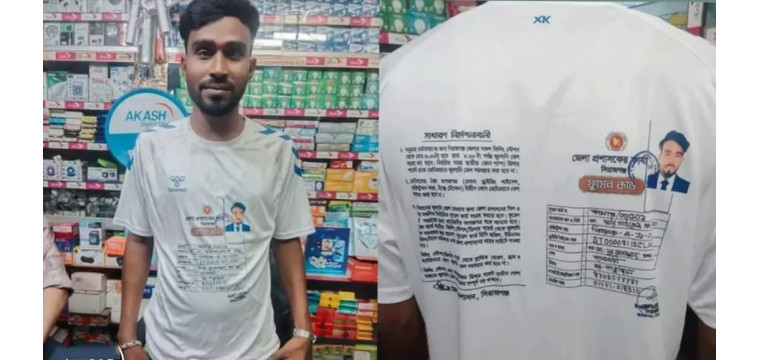 তেল পেতে গেঞ্জিতে ফুয়েল কার্ড প্রিন্ট করলেন ব্যবসায়ী